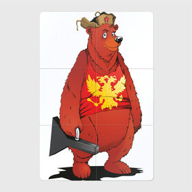 Магнитный плакат 2Х3 с принтом Мишка с футляром в Новосибирске, Полимерный материал с магнитным слоем | 6 деталей размером 9*9 см | балалайка | красный | медведь | патриот | россия | русь | ушанка | футляр