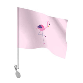 Флаг для автомобиля с принтом Фламинго в Новосибирске, 100% полиэстер | Размер: 30*21 см | bird | birds | fly | wing | wings | клюв | когти | крыло | крылышки | крылья | полет | птица | птицы | птичка | птички | фламинго