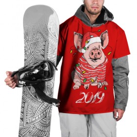 Накидка на куртку 3D с принтом Полосатый поросенок в Новосибирске, 100% полиэстер |  | Тематика изображения на принте: 2019 | боров | гирлянда | год | голова | дед мороз | домашнее | елочная | животное | клаус | костюм | красная | мода | новый год | подарок | поздравление | полосатый | поросенок | праздник | профиль