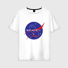 Женская футболка хлопок Oversize с принтом NASA Space в Новосибирске, 100% хлопок | свободный крой, круглый ворот, спущенный рукав, длина до линии бедер
 | alien | earth | express | futurama | galaxy | moon | nasa | planet | space | star | ufo | world | астронавт | вселенная | гагарин | галактика | звезда | звезды | земля | ино | космонавт | космос | луна | мир | наса | небо | нло | планета | полёт