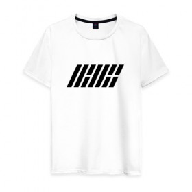 Мужская футболка хлопок с принтом iKON logo в Новосибирске, 100% хлопок | прямой крой, круглый вырез горловины, длина до линии бедер, слегка спущенное плечо. | ikon | k pop | return | айкон