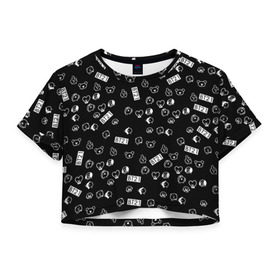 Женская футболка Cropp-top с принтом BTS BT21 STICKERS в Новосибирске, 100% полиэстер | круглая горловина, длина футболки до линии талии, рукава с отворотами | Тематика изображения на принте: bt21 | bts | bts army | bts stickers | j hope | jimin | jin | jungkook | k pop | rap monster | rapmon | suga | v | бтс | корея | стикеры bts