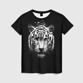 Женская футболка 3D с принтом Dark Tiger в Новосибирске, 100% полиэфир ( синтетическое хлопкоподобное полотно) | прямой крой, круглый вырез горловины, длина до линии бедер | africa | creepy | dark | desert | predator | scary | tiger | tigers | африка | жуткий | мрачный | пустыня | страшный | тигр | тигренок | тигрица | тигрицы | тигры | тигрята | хищник