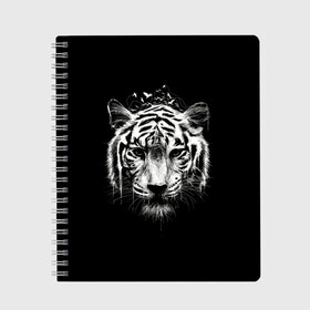 Тетрадь с принтом Dark Tiger в Новосибирске, 100% бумага | 48 листов, плотность листов — 60 г/м2, плотность картонной обложки — 250 г/м2. Листы скреплены сбоку удобной пружинной спиралью. Уголки страниц и обложки скругленные. Цвет линий — светло-серый
 | africa | creepy | dark | desert | predator | scary | tiger | tigers | африка | жуткий | мрачный | пустыня | страшный | тигр | тигренок | тигрица | тигрицы | тигры | тигрята | хищник