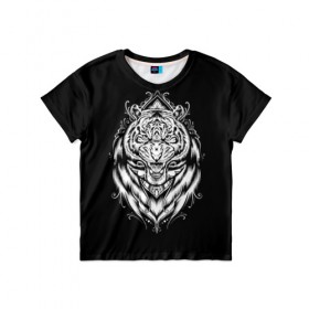 Детская футболка 3D с принтом Dark Tiger в Новосибирске, 100% гипоаллергенный полиэфир | прямой крой, круглый вырез горловины, длина до линии бедер, чуть спущенное плечо, ткань немного тянется | africa | creepy | dark | desert | predator | scary | tiger | tigers | африка | жуткий | мрачный | пустыня | страшный | тигр | тигренок | тигрица | тигрицы | тигры | тигрята | хищник