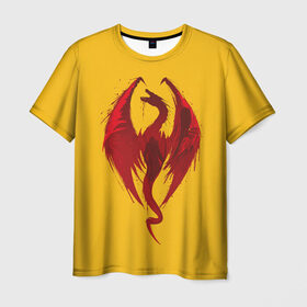 Мужская футболка 3D с принтом Красный Дракон в Новосибирске, 100% полиэфир | прямой крой, круглый вырез горловины, длина до линии бедер | age | dragon | dragons | knight | knights | middle | red | viking | vikings | век | века | викинг | викинги | дракон | дракона | драконы | как | красный | приручить | рыцари | рыцарь | средние | средний