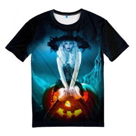 Мужская футболка 3D с принтом Ведьма в Новосибирске, 100% полиэфир | прямой крой, круглый вырез горловины, длина до линии бедер | аниме | ведьма | девушка | зомби | ирландия | кладбище | колдун | кости | кошки | летучие | луна | мертвец | мёртвые | монстры | мыши | ночь | оборотни | пауки | паутина | подарок | праздник | свет | свечи
