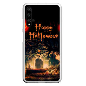 Чехол для Honor 20 с принтом Halloween в Новосибирске, Силикон | Область печати: задняя сторона чехла, без боковых панелей | аниме | ведьма | девушка | зомби | ирландия | кладбище | колдун | кости | кошки | летучие | луна | мертвец | мёртвые | монстры | мыши | ночь | оборотни | пауки | паутина | подарок | праздник | свет | свечи