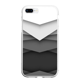 Чехол для iPhone 7Plus/8 Plus матовый с принтом Бумажные полосы в Новосибирске, Силикон | Область печати: задняя сторона чехла, без боковых панелей | белый | геометрия | полосы | серый | треугольник | черный