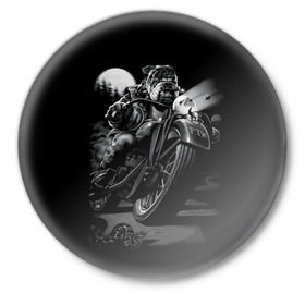 Значок с принтом Biker dog / Пёс-байкер в Новосибирске,  металл | круглая форма, металлическая застежка в виде булавки | biker | choper | harleydavidson | moto | motorcycle | romantic | байкер | мото | моторомантик | пёс | романтик | собака | харлей | чопер