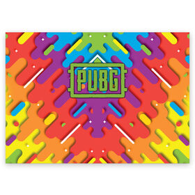 Поздравительная открытка с принтом PUBG Rainbow в Новосибирске, 100% бумага | плотность бумаги 280 г/м2, матовая, на обратной стороне линовка и место для марки
 | battle | battlegrounds | chicken | dinner | playerunknown’s | royale | winner | битва | королевская