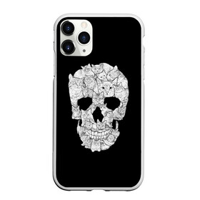 Чехол для iPhone 11 Pro Max матовый с принтом Sketchy Cat Skull в Новосибирске, Силикон |  | Тематика изображения на принте: 