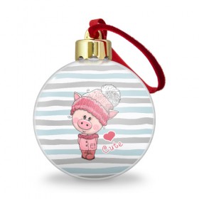 Ёлочный шар с принтом Милая свинка в Новосибирске, Пластик | Диаметр: 77 мм | 2019 | боров | взгляд | год | домашнее | животное | костюм | красная | милая | мода | новый год | пальто | подарок | поздравление | поросенок | праздник | рисунок | рождество | румянец | с новым годом