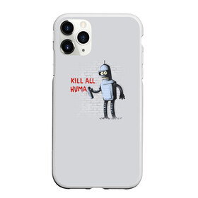 Чехол для iPhone 11 Pro Max матовый с принтом Bender - Kill all human в Новосибирске, Силикон |  | Тематика изображения на принте: bender | fry | futurama | planet express | бендер | гипножаба | зойдберг | лила | фрай | футурама