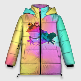 Женская зимняя куртка 3D с принтом Кислотная Гипножаба в Новосибирске, верх — 100% полиэстер; подкладка — 100% полиэстер; утеплитель — 100% полиэстер | длина ниже бедра, силуэт Оверсайз. Есть воротник-стойка, отстегивающийся капюшон и ветрозащитная планка. 

Боковые карманы с листочкой на кнопках и внутренний карман на молнии | bender | fry | futurama | planet express | бендер | гипножаба | зойдберг | лила | фрай | футурама