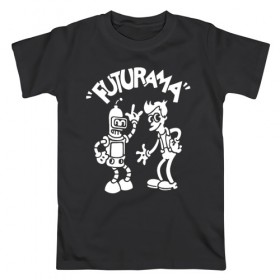 Мужская футболка хлопок с принтом Futurama - Cartoon в Новосибирске, 100% хлопок | прямой крой, круглый вырез горловины, длина до линии бедер, слегка спущенное плечо. | bender | fry | futurama | planet express | бендер | зойдберг | лила | фрай | футурама