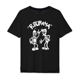 Мужская футболка хлопок Oversize с принтом Futurama - Cartoon в Новосибирске, 100% хлопок | свободный крой, круглый ворот, “спинка” длиннее передней части | bender | fry | futurama | planet express | бендер | зойдберг | лила | фрай | футурама