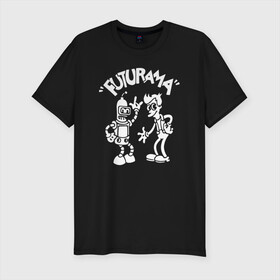 Мужская футболка хлопок Slim с принтом Futurama - Cartoon  в Новосибирске, 92% хлопок, 8% лайкра | приталенный силуэт, круглый вырез ворота, длина до линии бедра, короткий рукав | bender | fry | futurama | planet express | бендер | зойдберг | лила | фрай | футурама
