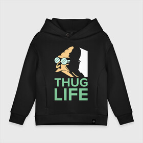 Детское худи Oversize хлопок с принтом Профессор - thug life в Новосибирске, френч-терри — 70% хлопок, 30% полиэстер. Мягкий теплый начес внутри —100% хлопок | боковые карманы, эластичные манжеты и нижняя кромка, капюшон на магнитной кнопке | bender | fry | futurama | planet express | бендер | гипножаба | зойдберг | лила | профессор | фрай | футурама