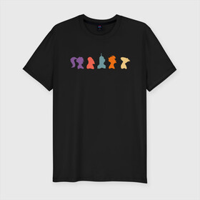 Мужская футболка хлопок Slim с принтом Futurama characters в Новосибирске, 92% хлопок, 8% лайкра | приталенный силуэт, круглый вырез ворота, длина до линии бедра, короткий рукав | bender | fry | futurama | planet express | бендер | гипножаба | зойдберг | лила | фрай | футурама
