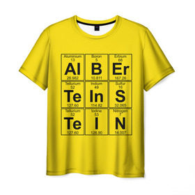 Мужская футболка 3D с принтом Альберт Эйнштейн в Новосибирске, 100% полиэфир | прямой крой, круглый вырез горловины, длина до линии бедер | albert | chemistry | einstein | math | mendeleev | phisics | science | table | альберт | математика | менделеева | наука | таблица | физика | химия | эйнштейн