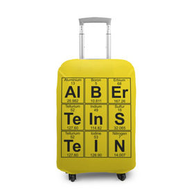 Чехол для чемодана 3D с принтом Альберт Эйнштейн в Новосибирске, 86% полиэфир, 14% спандекс | двустороннее нанесение принта, прорези для ручек и колес | albert | chemistry | einstein | math | mendeleev | phisics | science | table | альберт | математика | менделеева | наука | таблица | физика | химия | эйнштейн