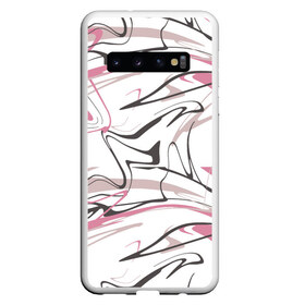 Чехол для Samsung Galaxy S10 с принтом Хаотичные линии в Новосибирске, Силикон | Область печати: задняя сторона чехла, без боковых панелей | Тематика изображения на принте: абстракция | розовый | цвет | черный