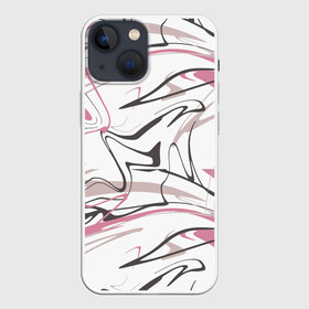 Чехол для iPhone 13 mini с принтом Хаотичные линии в Новосибирске,  |  | абстракция | розовый | цвет | черный