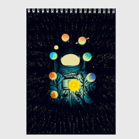 Скетчбук с принтом Космический жонглер в Новосибирске, 100% бумага
 | 48 листов, плотность листов — 100 г/м2, плотность картонной обложки — 250 г/м2. Листы скреплены сверху удобной пружинной спиралью | Тематика изображения на принте: астронавт | венера | вселенная | галактика | звезда | земля | космонавт | космос | марс | меркурий | планеты | сатурн | свет | скафандр | солнце | стекло | тени | уран | юпитер