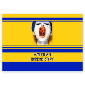 Поздравительная открытка с принтом American Horror Story в Новосибирске, 100% бумага | плотность бумаги 280 г/м2, матовая, на обратной стороне линовка и место для марки
 | Тематика изображения на принте: ahs | american horror story | американская история ужасов | язык