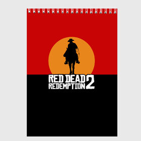 Скетчбук с принтом Red Dead Redemption 2 в Новосибирске, 100% бумага
 | 48 листов, плотность листов — 100 г/м2, плотность картонной обложки — 250 г/м2. Листы скреплены сверху удобной пружинной спиралью | game | rdr2 | red dead redemption 2 | rockstar studios | игры