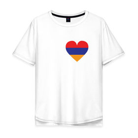 Мужская футболка хлопок Oversize с принтом Love Armenia в Новосибирске, 100% хлопок | свободный крой, круглый ворот, “спинка” длиннее передней части | Тематика изображения на принте: 