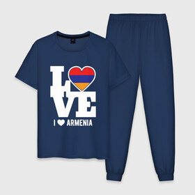 Мужская пижама хлопок с принтом Love Armenia в Новосибирске, 100% хлопок | брюки и футболка прямого кроя, без карманов, на брюках мягкая резинка на поясе и по низу штанин
 | 