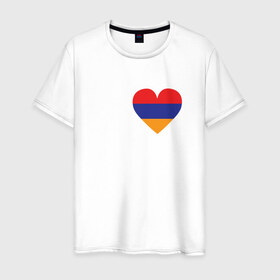 Мужская футболка хлопок с принтом Love Armenia в Новосибирске, 100% хлопок | прямой крой, круглый вырез горловины, длина до линии бедер, слегка спущенное плечо. | Тематика изображения на принте: 
