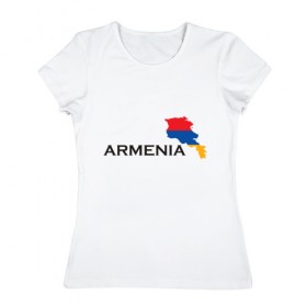 Женская футболка хлопок с принтом Armenia в Новосибирске, 100% хлопок | прямой крой, круглый вырез горловины, длина до линии бедер, слегка спущенное плечо | 