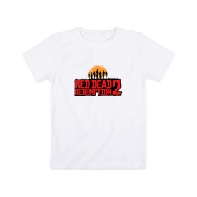 Детская футболка хлопок с принтом Red Dead Redemption 2 в Новосибирске, 100% хлопок | круглый вырез горловины, полуприлегающий силуэт, длина до линии бедер | game | rdr2 | red dead redemption 2 | rockstar studios | игры