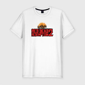 Мужская футболка хлопок Slim с принтом Red Dead Redemption 2 в Новосибирске, 92% хлопок, 8% лайкра | приталенный силуэт, круглый вырез ворота, длина до линии бедра, короткий рукав | game | rdr2 | red dead redemption 2 | rockstar studios | игры