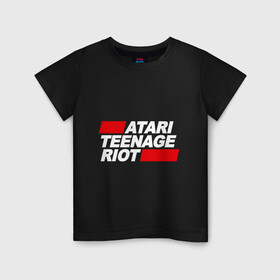 Детская футболка хлопок с принтом Atari Teenage Riot в Новосибирске, 100% хлопок | круглый вырез горловины, полуприлегающий силуэт, длина до линии бедер | Тематика изображения на принте: atari | atr | digital | hardcore | music | punk | rave | riot | rock | teenage | музыка | панк | рок