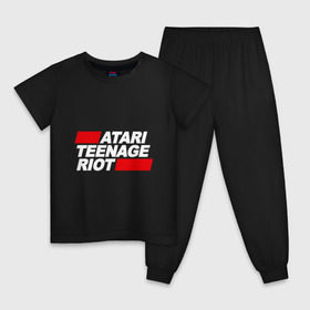 Детская пижама хлопок с принтом Atari Teenage Riot в Новосибирске, 100% хлопок |  брюки и футболка прямого кроя, без карманов, на брюках мягкая резинка на поясе и по низу штанин
 | atari | atr | digital | hardcore | music | punk | rave | riot | rock | teenage | музыка | панк | рок