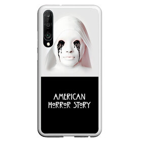 Чехол для Honor P30 с принтом American Horror Story в Новосибирске, Силикон | Область печати: задняя сторона чехла, без боковых панелей | Тематика изображения на принте: ahs | american horror story | американская история ужасов | демон | краска | лицо | макияж | монашка | черные глаза