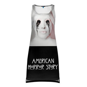 Платье-майка 3D с принтом American Horror Story в Новосибирске, 100% полиэстер | полуприлегающий силуэт, широкие бретели, круглый вырез горловины, удлиненный подол сзади. | ahs | american horror story | американская история ужасов | демон | краска | лицо | макияж | монашка | черные глаза