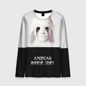 Мужской лонгслив 3D с принтом American Horror Story в Новосибирске, 100% полиэстер | длинные рукава, круглый вырез горловины, полуприлегающий силуэт | ahs | american horror story | американская история ужасов | демон | краска | лицо | макияж | монашка | черные глаза