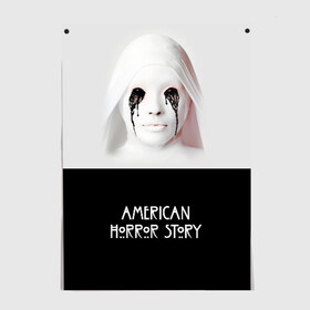 Постер с принтом American Horror Story в Новосибирске, 100% бумага
 | бумага, плотность 150 мг. Матовая, но за счет высокого коэффициента гладкости имеет небольшой блеск и дает на свету блики, но в отличии от глянцевой бумаги не покрыта лаком | ahs | american horror story | американская история ужасов | демон | краска | лицо | макияж | монашка | черные глаза