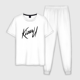 Мужская пижама хлопок с принтом KIZARU в Новосибирске, 100% хлопок | брюки и футболка прямого кроя, без карманов, на брюках мягкая резинка на поясе и по низу штанин
 | kizaru | logo | rap | лого | реп | репер