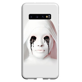 Чехол для Samsung Galaxy S10 с принтом American Horror Story в Новосибирске, Силикон | Область печати: задняя сторона чехла, без боковых панелей | Тематика изображения на принте: ahs | american horror story | американская история ужасов | демон | лицо | макияж | монашка | черные глаза