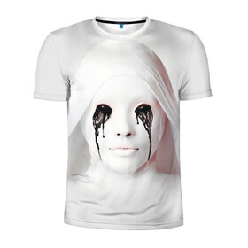 Мужская футболка 3D спортивная с принтом American Horror Story в Новосибирске, 100% полиэстер с улучшенными характеристиками | приталенный силуэт, круглая горловина, широкие плечи, сужается к линии бедра | ahs | american horror story | американская история ужасов | демон | лицо | макияж | монашка | черные глаза