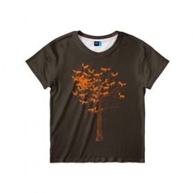 Детская футболка 3D с принтом Дерево Лисиц в Новосибирске, 100% гипоаллергенный полиэфир | прямой крой, круглый вырез горловины, длина до линии бедер, чуть спущенное плечо, ткань немного тянется | Тематика изображения на принте: cute | fox | foxes | ginger | tail | tree | trees | дерево | деревья | забавная | лис | лиса | лисица | лисицы | лисичка | лисички | лисы | милая | рыжая | рыжие | смешная | фыр | хвост | хвосты