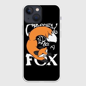 Чехол для iPhone 13 mini с принтом Crazy Like a Fox в Новосибирске,  |  | crazy | cute | fox | foxes | ginger | like | tail | безумие | безумная | забавная | лис | лиса | лисица | лисицы | лисичка | лисички | лисы | милая | рыжая | рыжие | смешная | фыр | хвост | хвосты