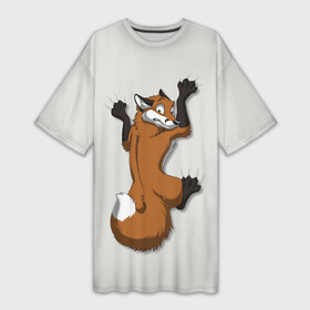 Платье-футболка 3D с принтом Лис Вцепился в Новосибирске,  |  | cute | fox | foxes | ginger | tail | вцепился | забавная | капаркается | лис | лиса | лисица | лисицы | лисичка | лисички | лисы | милая | рыжая | рыжие | смешная | фыр | хвост | хвосты
