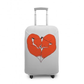 Чехол для чемодана 3D с принтом Fox Love в Новосибирске, 86% полиэфир, 14% спандекс | двустороннее нанесение принта, прорези для ручек и колес | cute | fox | foxes | ginger | heart | love | tail | забавная | лис | лиса | лисица | лисицы | лисичка | лисички | лисы | любовь | милая | рыжая | рыжие | сердечко | смешная | фыр | хвост | хвосты